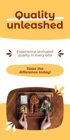 Offer of Food with Delicious Cooked Salmon Graphic Design Template