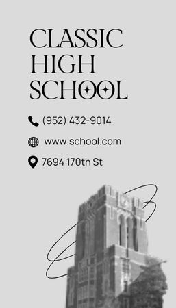 Advertisement for Classical High School Business Card US Vertical Design Template