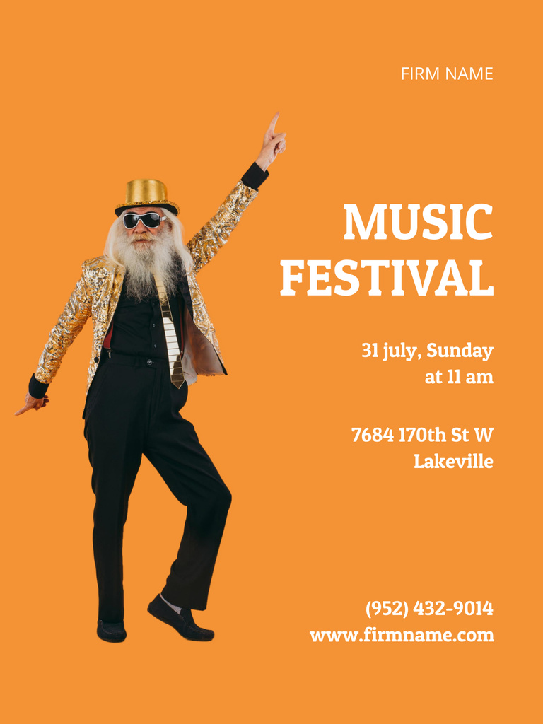 Music Festival Announcement Poster US Tasarım Şablonu