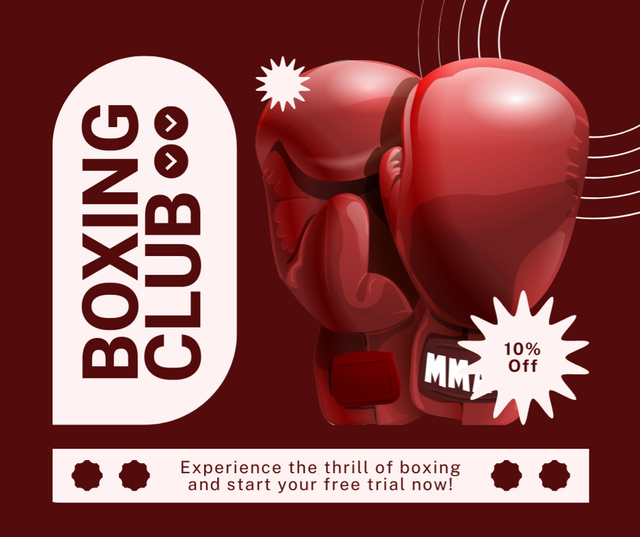 Boxing Club Ad with Offer of Discount Facebook Design Template