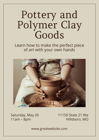 Pottery and Polymer Clay Products for Sale Poster Design Template