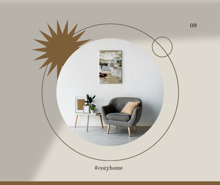Stylish Interior in Grey Colors Facebook Design Template