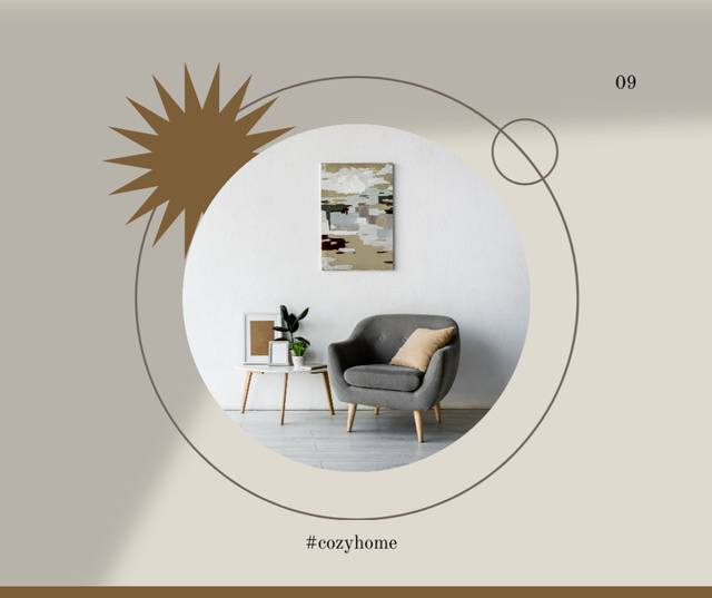 Stylish Interior in Grey Colors Facebook tervezősablon