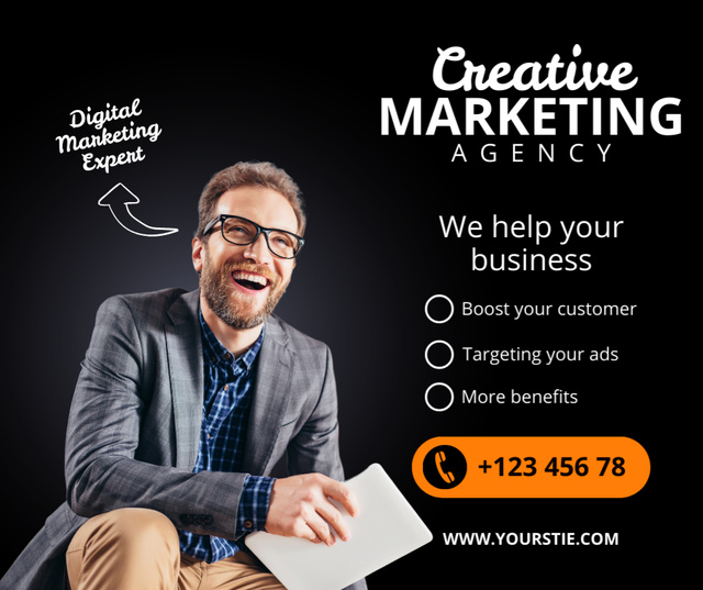 Creative Marketing Agency Services Ad Facebook Πρότυπο σχεδίασης