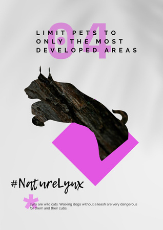 Fauna Protection with Wild Lynx Silhouette Poster Design Template