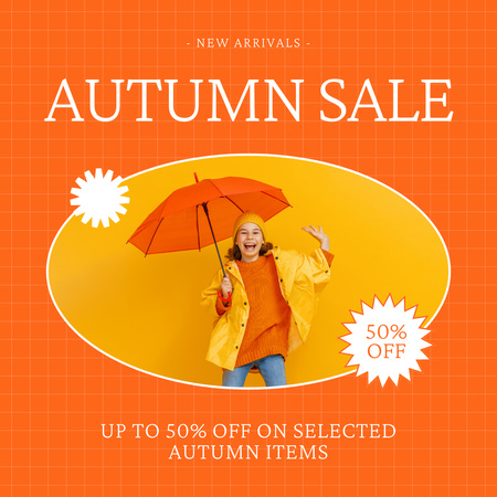 Autumn Offers on Bright Orange Animated Post Design Template