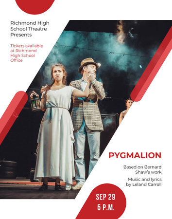 Theater Invitation Actors in Pygmalion Performance Poster 22x28in Design Template