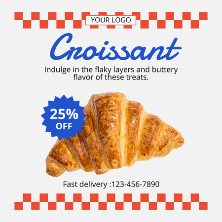 Fresh Croissants Discount Instagram Design Template