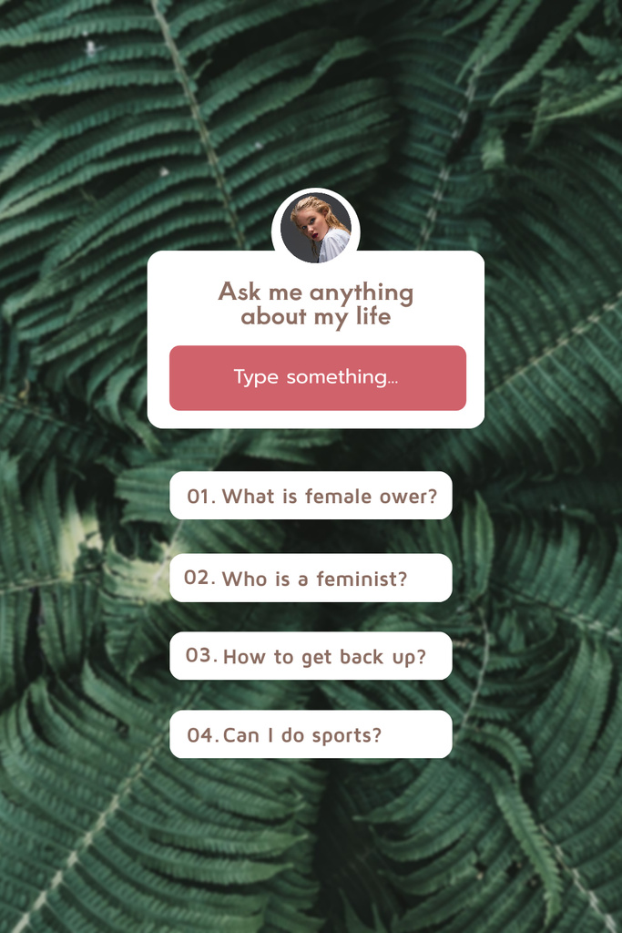 Ask me on green fern background Pinterest – шаблон для дизайна