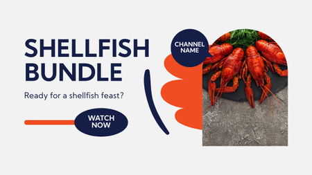 Modèle de visuel Publicité fiscale sur les fruits de mer avec des homards appétissants - Youtube Thumbnail