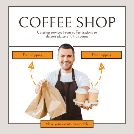 Coffee Shop Catering Service With Discounts Instagram AD Design Template