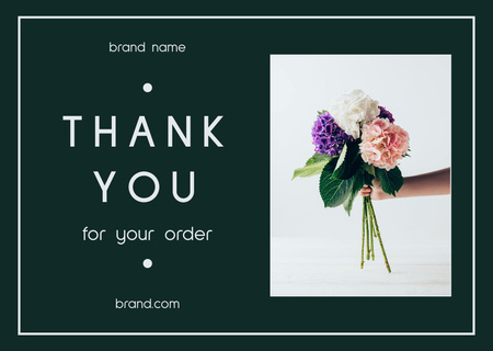 Modèle de visuel Phrase de remerciement avec bouquet de fleurs d'hortensia - Card