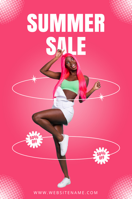 Designvorlage African American Woman on Summer Fashion Sale für Pinterest