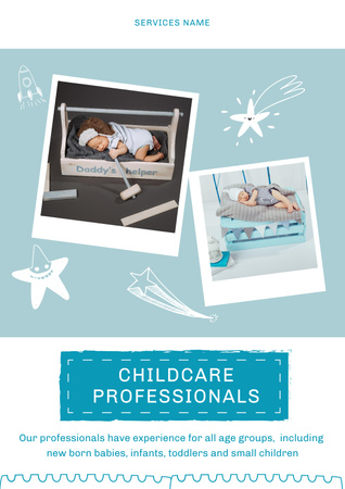 Babysitting and Childcare Service Promotion Poster Design Template