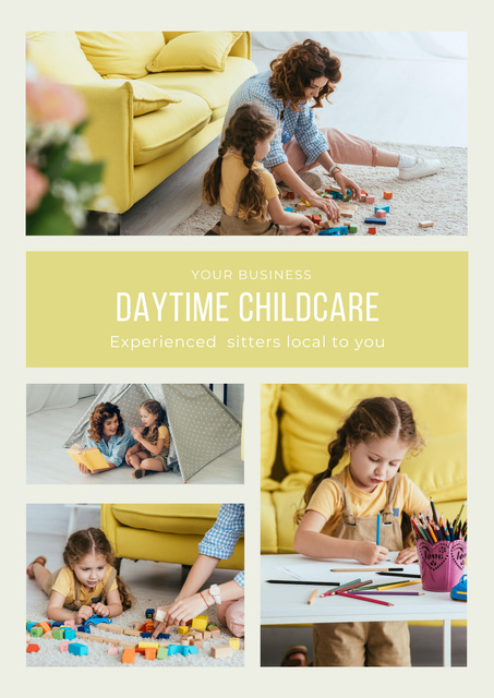 Dependable Babysitting Services Offer Daytime Poster Modelo de Design