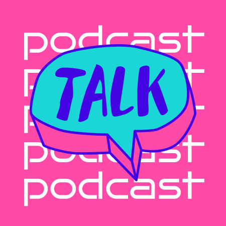 Platilla de diseño Podcast Topic Announcement with Speech Bubble Podcast Cover