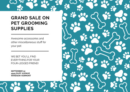 Grand sale of pet grooming supplies Poster B2 Horizontal Design Template