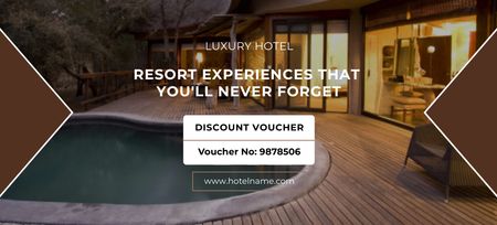 Anúncio de hotel de luxo com piscina elegante Coupon 3.75x8.25in Modelo de Design