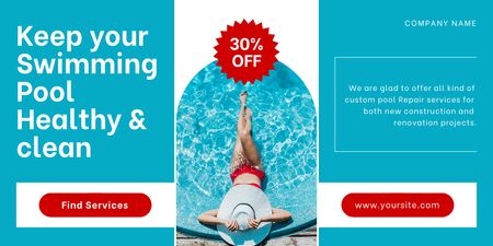 Pool Cleaning Discount Offer Twitter Design Template