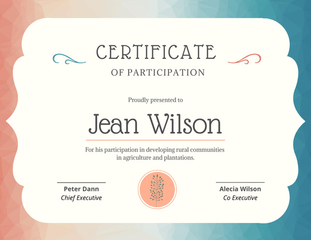 Ontwerpsjabloon van Certificate van Award of Employee Participation in Development