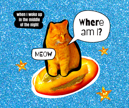 Modèle de visuel chat drôle volant sur pain - Facebook