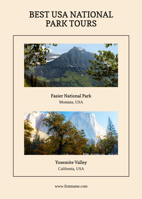 USA National Park Tours Offer with Scenic Landscapes Postcard 5x7in Vertical Πρότυπο σχεδίασης