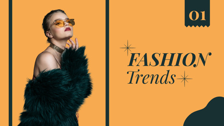 Template di design tendenze moda con ragazza in pelliccia Youtube Thumbnail