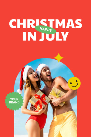  Christmas in July with Young Couple on Beach Flyer 4x6in – шаблон для дизайна