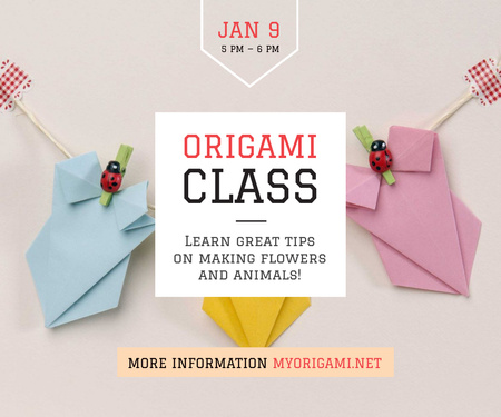 Template di design Ghirlanda di carta per invito di lezioni di origami Large Rectangle