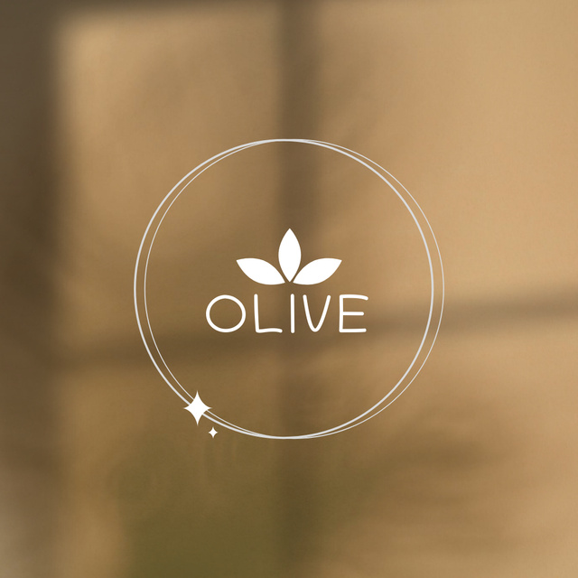 Organic Shop Offer with Olive Leaves Illustration Logo 1080x1080px Πρότυπο σχεδίασης