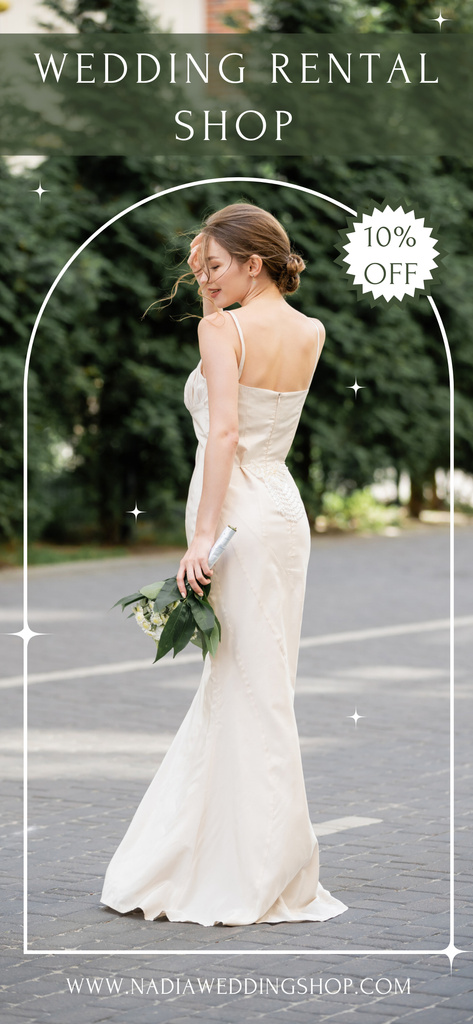 Ontwerpsjabloon van Snapchat Geofilter van Wedding Dresses Rental Offer with Gorgeous Bride