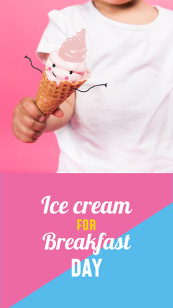 Γλυκό παγωτό για τον εορτασμό της ημέρας του πρωινού Instagram Story Πρότυπο σχεδίασης