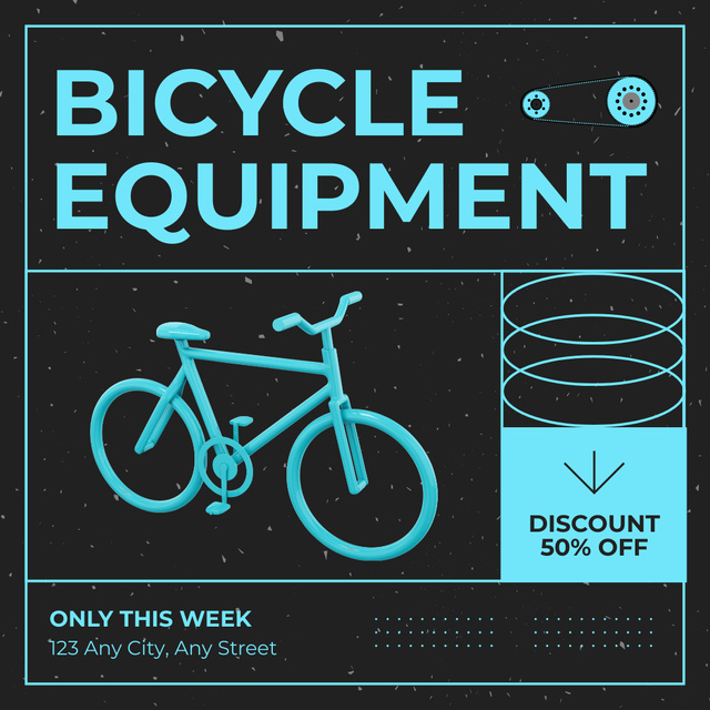 Plantilla de diseño de Bicycle Equipment Discount Offer on Black and Blue Instagram AD 
