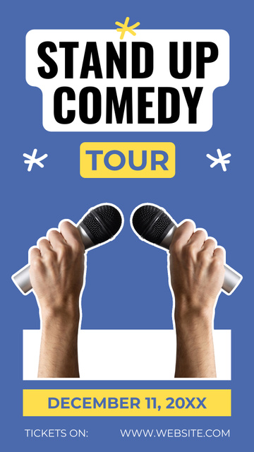 Stand-up Comedy Tour with Microphone in Hand Instagram Story Tasarım Şablonu