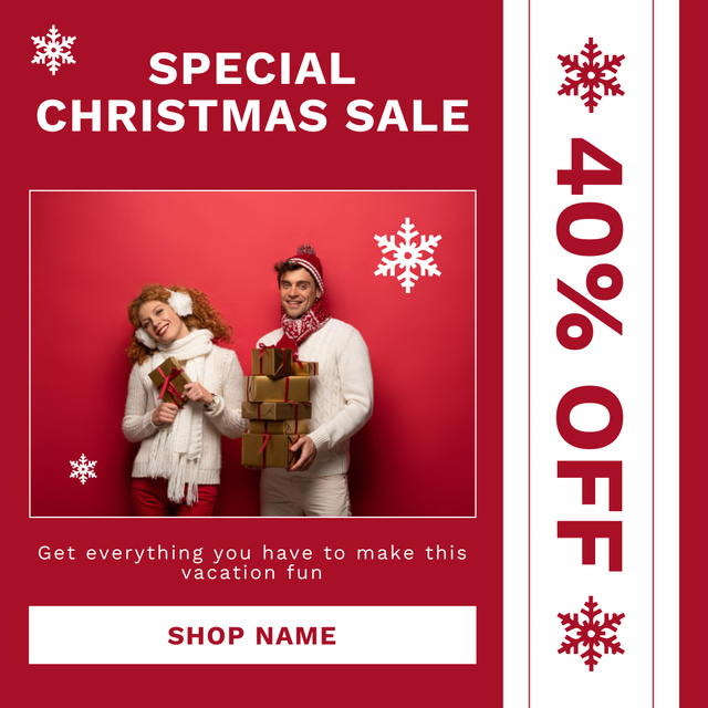 Christmas Sale Offer Magenta Instagram AD – шаблон для дизайну