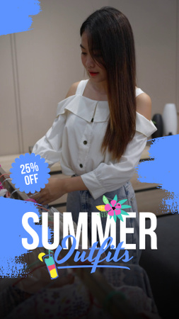 Summer Clothes With Discount Offer In Blue TikTok Video Design Template