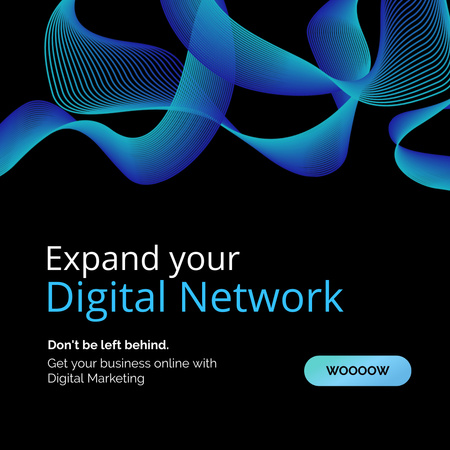 Designvorlage Digital Marketing Agency Advertisement with Blue Wavy Lines für Instagram