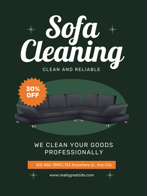 Discount Offer on Sofa Cleaning Poster US Tasarım Şablonu