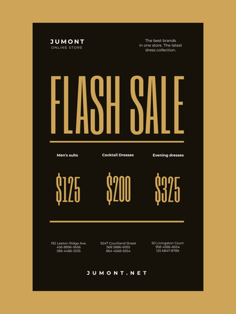 Clothes Store Sale with Golden Shiny Background Poster 36x48in Design Template