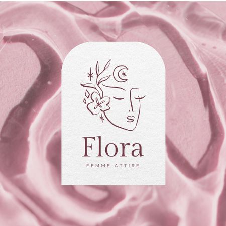 Template di design Floral Shop Emblem with Beautiful Woman Logo