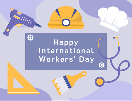 Global Workers' Appreciation Event Greetings Postcard 4.2x5.5in Design Template