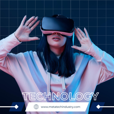 Woman in Virtual Reality Glasses Instagram Design Template
