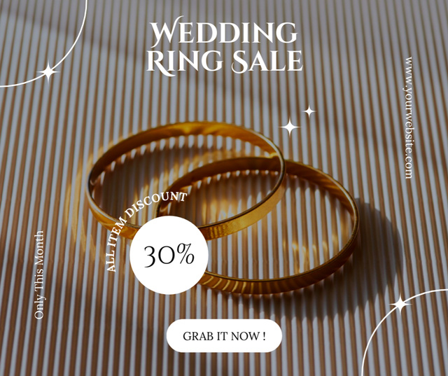 Ads for Sale of Gorgeous Gold Wedding Rings Facebook Design Template