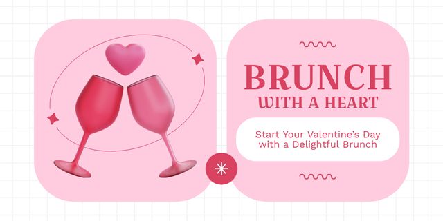 Designvorlage Valentine's Day Brunch Invitation für Twitter