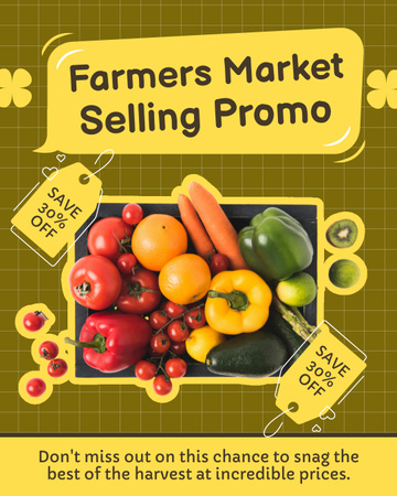 Ontwerpsjabloon van Instagram Post Vertical van Boerenmarktpromotie over groen