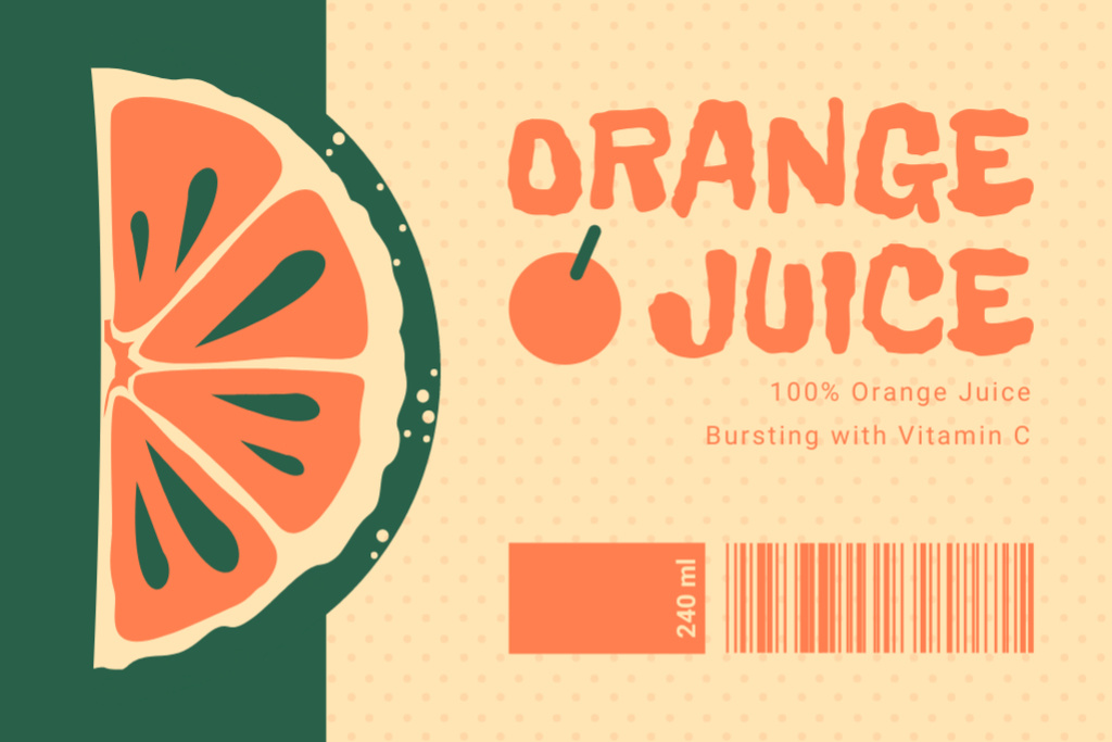 Organic Orange Juice In Package Offer Label Šablona návrhu