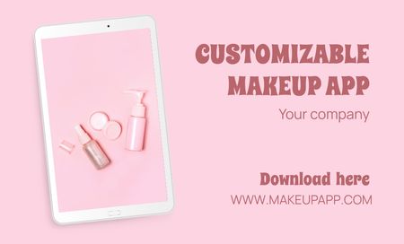 Online Makeup Apps Business Card 91x55mm Tasarım Şablonu