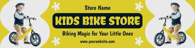 Template di design Kids' Bike Store Offer on Yellow Twitter