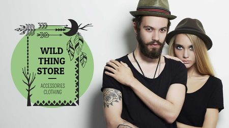 Template di design Fashion Store Ad Young Couple in Black Outfits Title