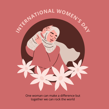 Köszöntés a nemzetközi nőnapon muszlim nővel Instagram tervezősablon